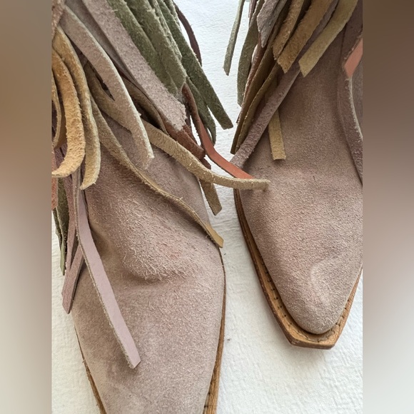 Free People Lawless Fringe Suede Western Boot in Pink Multi - Picture 9 of 11
